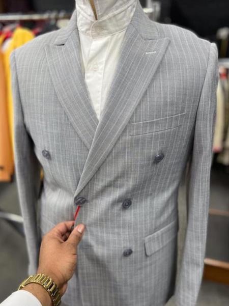 Mens Double Breasted Suits - Grey Suit