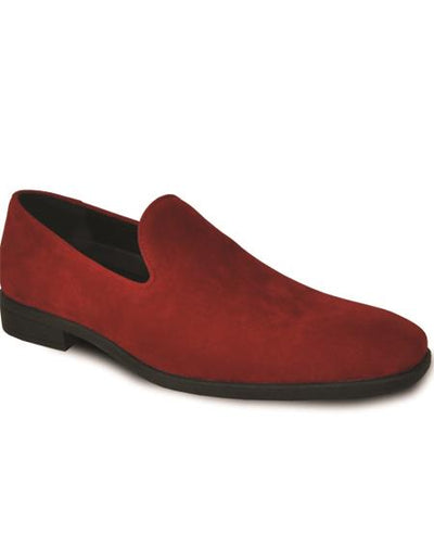 Mens Vegan Suede Wedding and Prom Slip On Loafer Dress Shoe in Royal Red