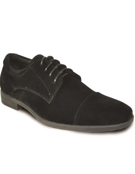 Mens Vegan Suede Style Wedding and Prom Cap Toe Dress Shoe in Black