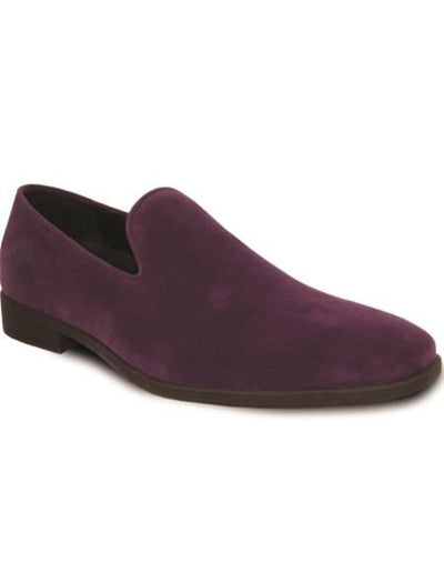 Mens Vegan Suede Wedding and Slip On Loafer Dress Shoe in Purple