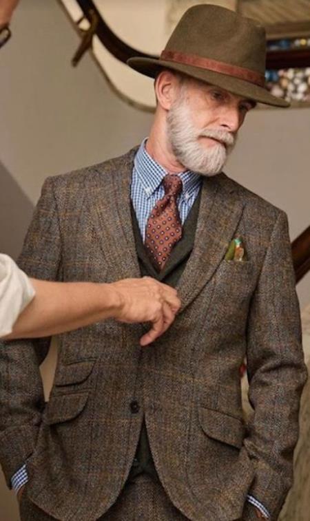 Mens Brown Tweed Suit - Brown Plaid Suit - Tweed Wool Suit - 100 Percent Wool Fabric Suit - Worsted Wool Business Suit