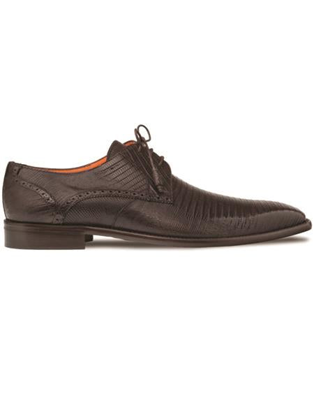 Brand: Mezlan Shoes For Men On Sale Lizard Plain Toe Lace-Up Brown