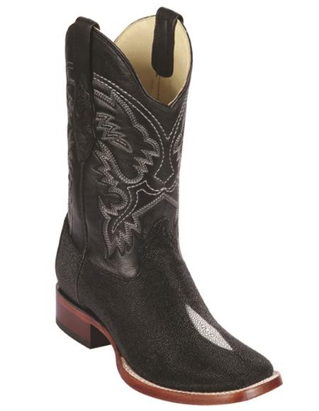 Square Toe Stingray Boots Black