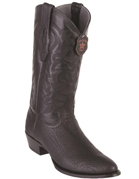 R Toe Cowboy Boots - Round Toe Cowboy Boots - Los Altos Shark R-Toe Black Cowboy Boots
