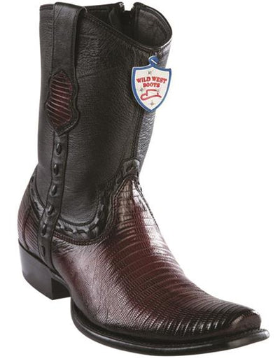 Mens Genuine Leather Lizard Skin Dubai Toe Short Boots Color Faded Burgundy