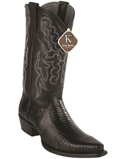 Mens Lizard Snip Toe Western Boots Gray Burnished