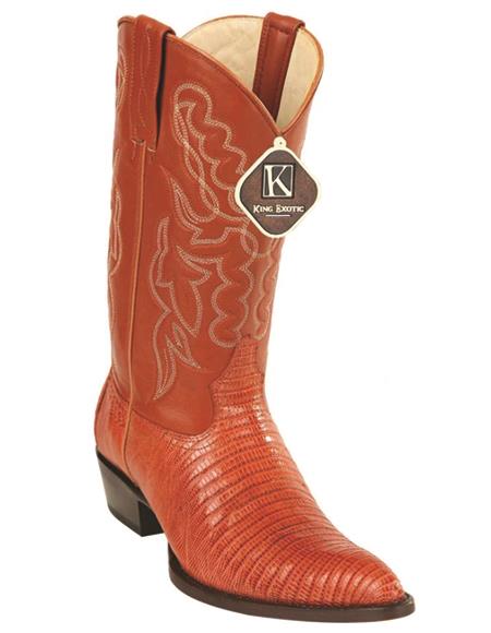 Mens Lizard Western Boots J Toe Cognac