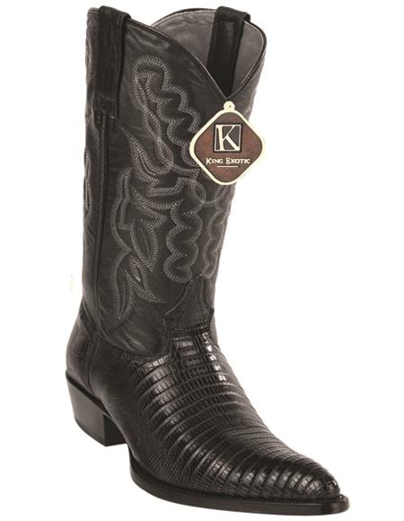 Mens Lizard Western Boots J Toe Black