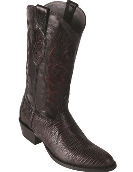Los Altos Boots Lizard Teju Sanded Black Cowboy Boots J-Toe main image 0