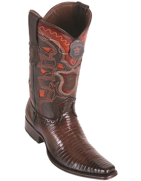 Mens Lizard Teju European Toe Cowboy Boots - Black Cherry