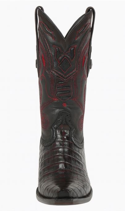 Black Cherry Caiman Cowboy Boots Snip Toe