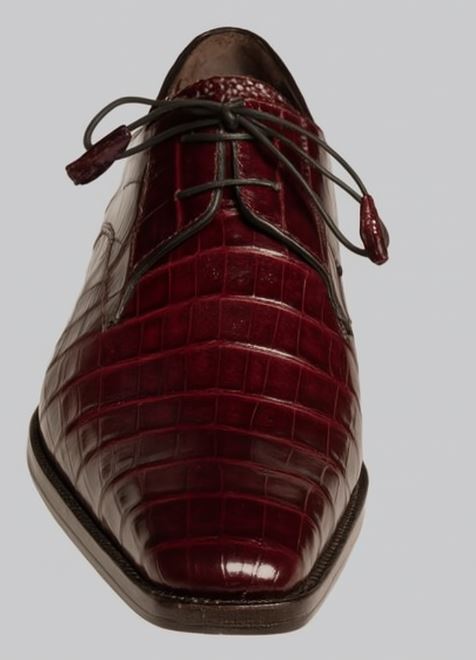 Mezlan Burgundy Crocodile Shoes Men Plain Toe Anderson