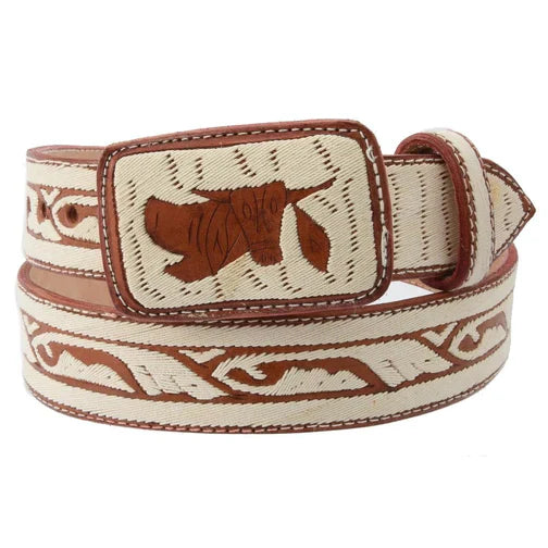 Cinto Vaquero Cuero de Vacuno Bordado