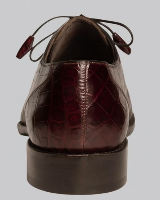 Mezlan Burgundy Crocodile Shoes Men Plain Toe Anderson
