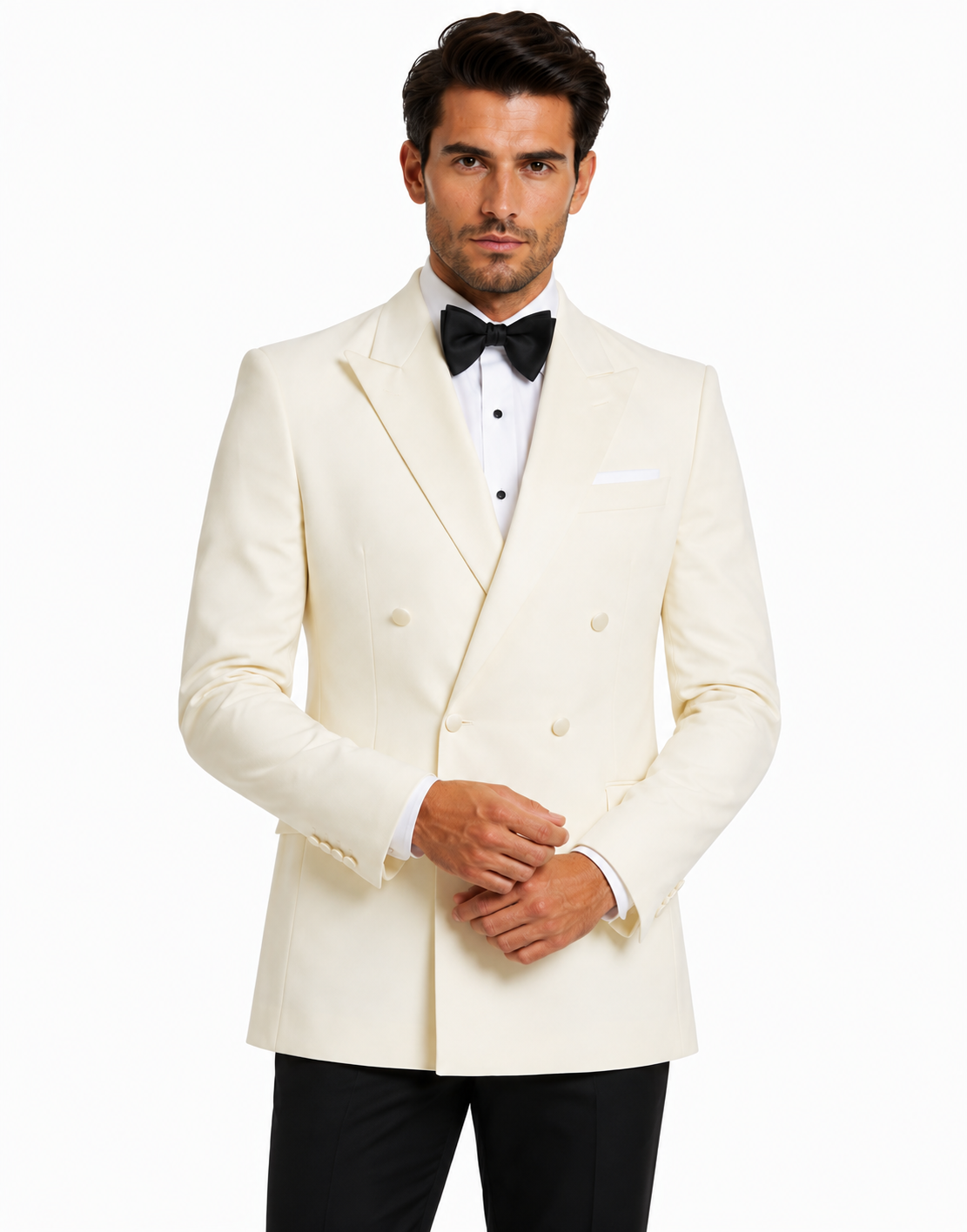 Ivory Double Breasted Tuxedo Dinner Jacket