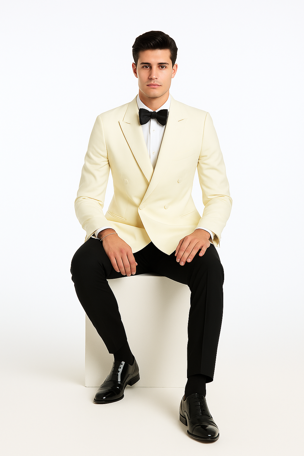 Ivory Double Breasted Tuxedo Dinner Jacket - Cream Dinner Jacket - Off White Tuxedo