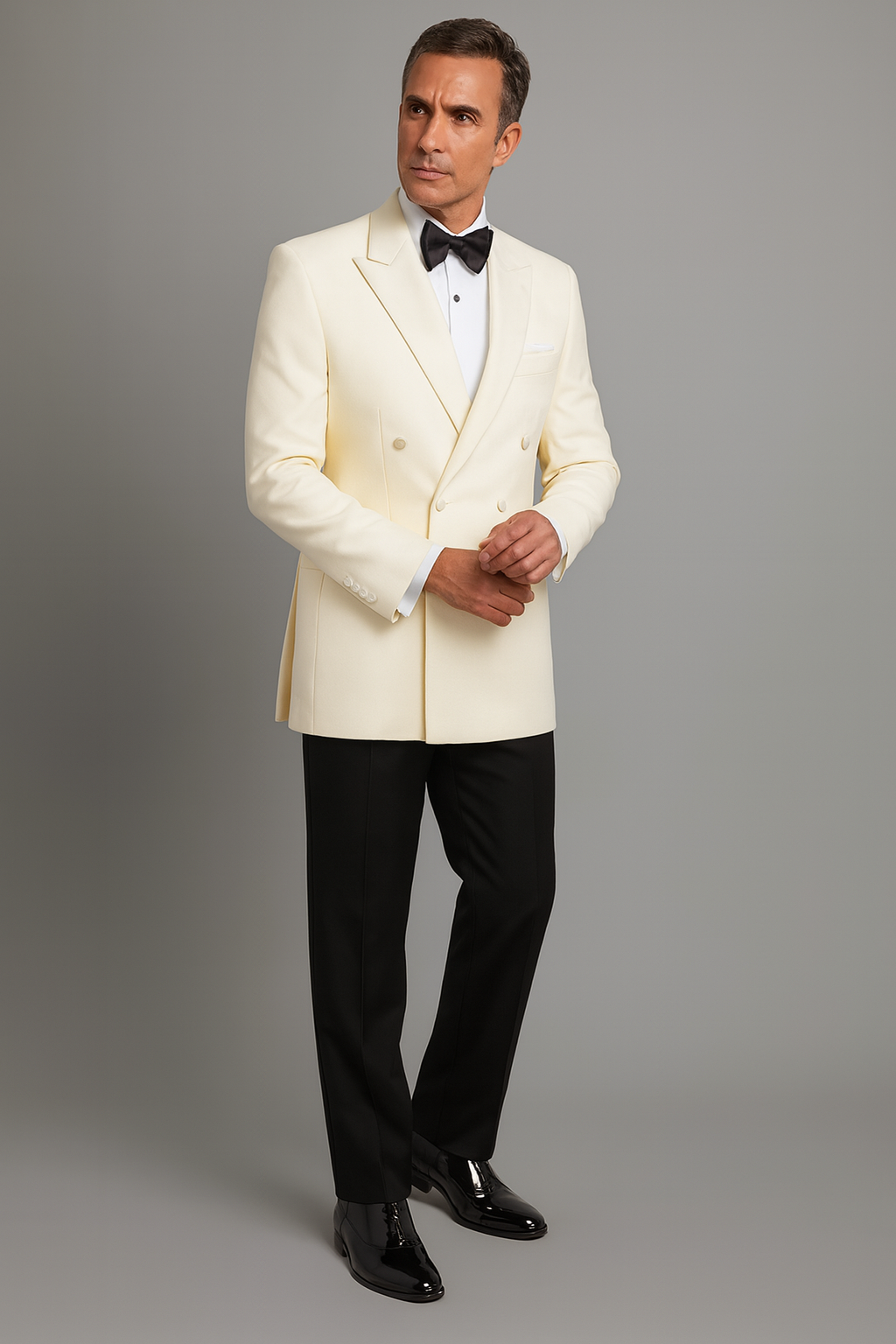 Ivory Double Breasted Tuxedo Dinner Jacket