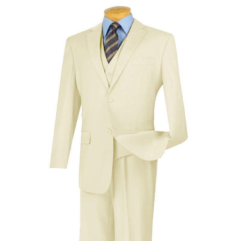 Ivory Three Piece Classic Fit Suit by Vinci