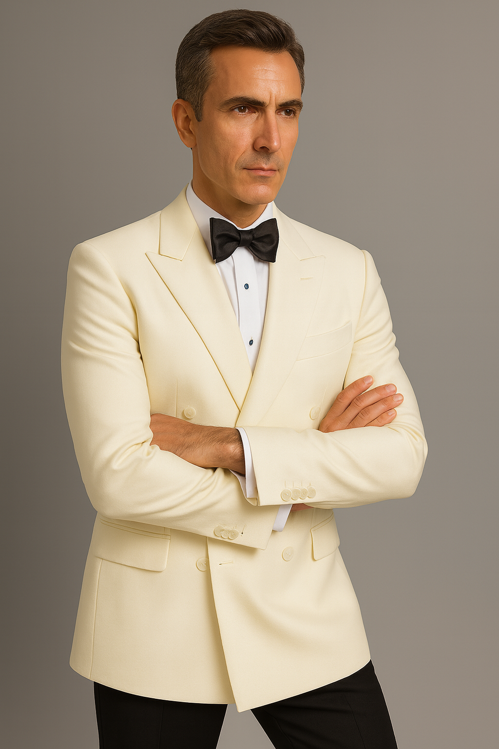 Ivory Double Breasted Tuxedo Dinner Jacket