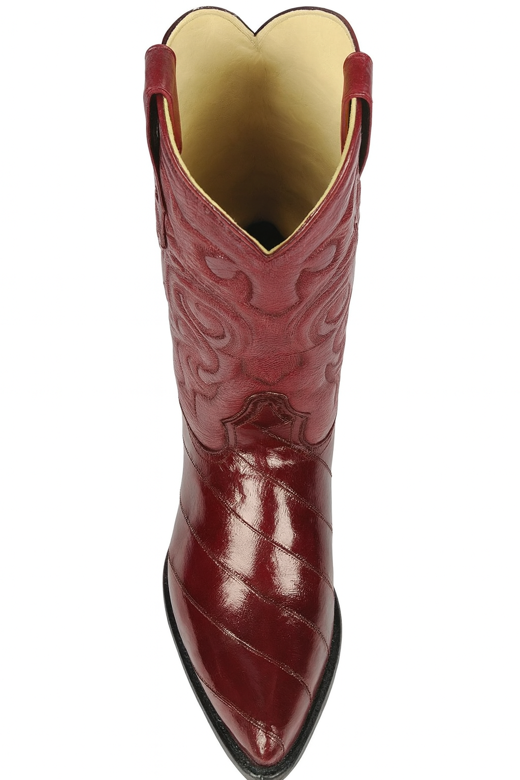 J Toe Cowboy Boots - J Toe Western Boots - Los Altos Boots - Mens Dress Cowboy Boot - Low Priced Burgundy Eel Cowboy Boots J-Toe- in Burgundy