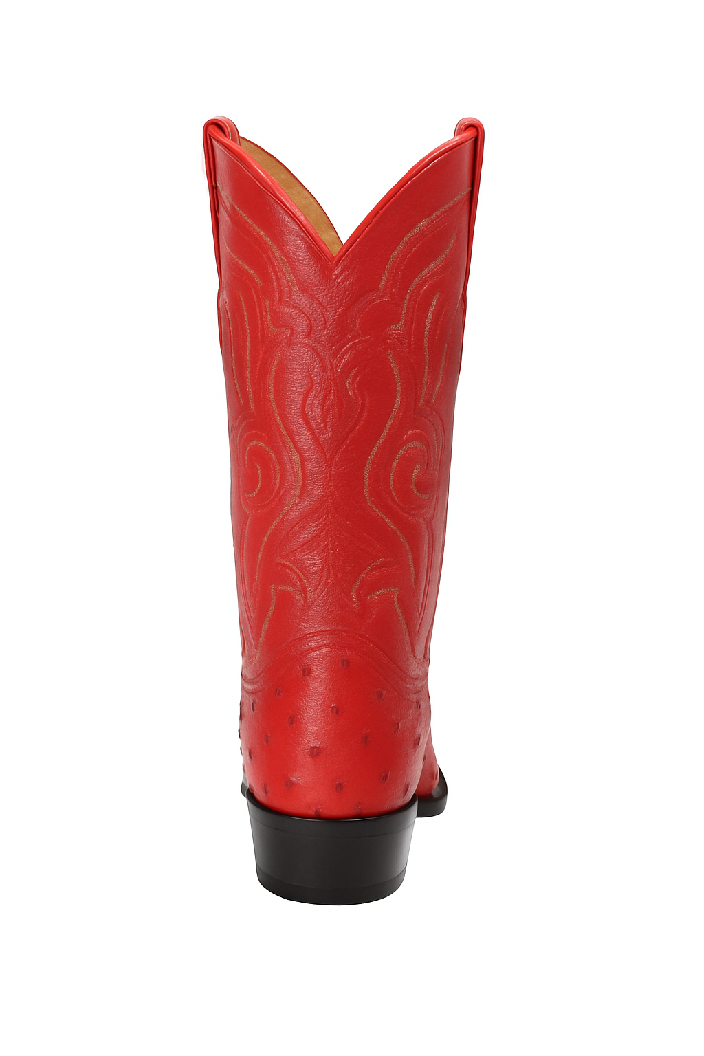 Los Altos Boots Red Ostrich J-Toe Cowboy Boots - Botas De Avestruz