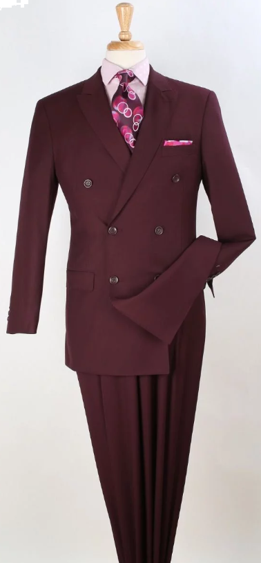 Apollo King Men's 2pc Double Breasted Suit Pleated Pants