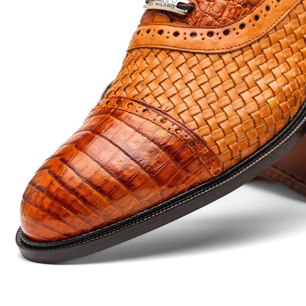 Marco Di Milano John Woven Caiman Crocodile Oxfords Brandy
