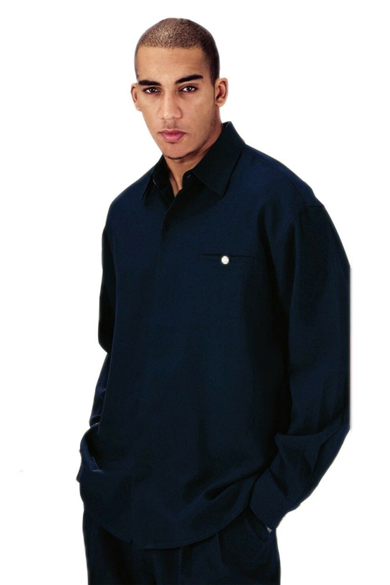 Men's Navy French Front Leisure Set