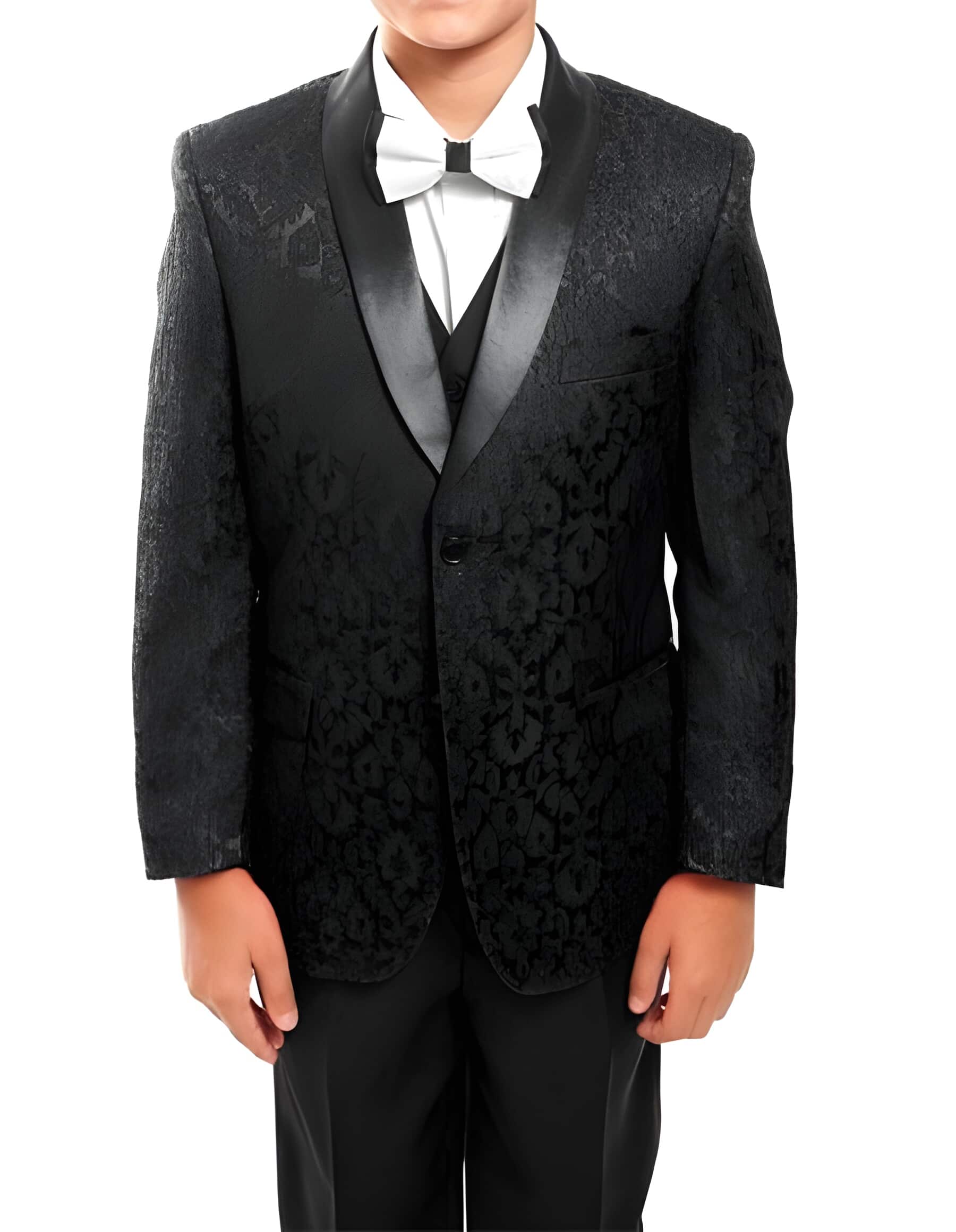 Kids ~ Children ~ Boys ~ Toddler Suit Prom ~ Wedding Groomsmen Tuxedo Black Vested 1 Button 3 ~ Three Piece Boy Suits for Weddings
