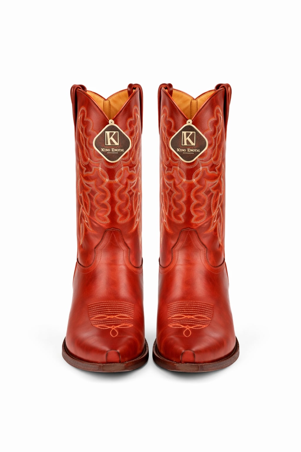King Exotic Men's Snip Toe Leather Boots Cognac