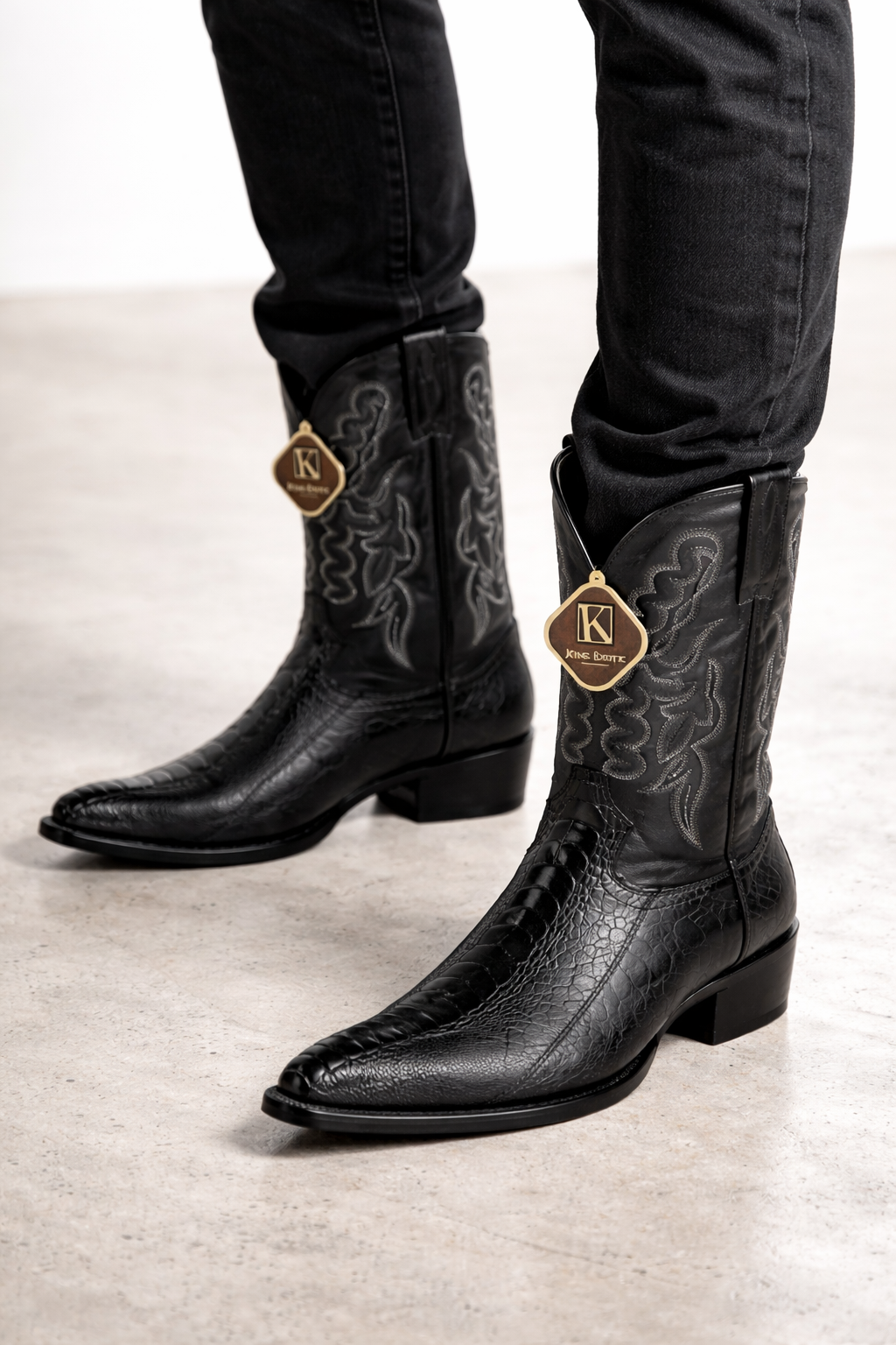 King Exotic Ostrich Leg J-Toe Cowboy Boot