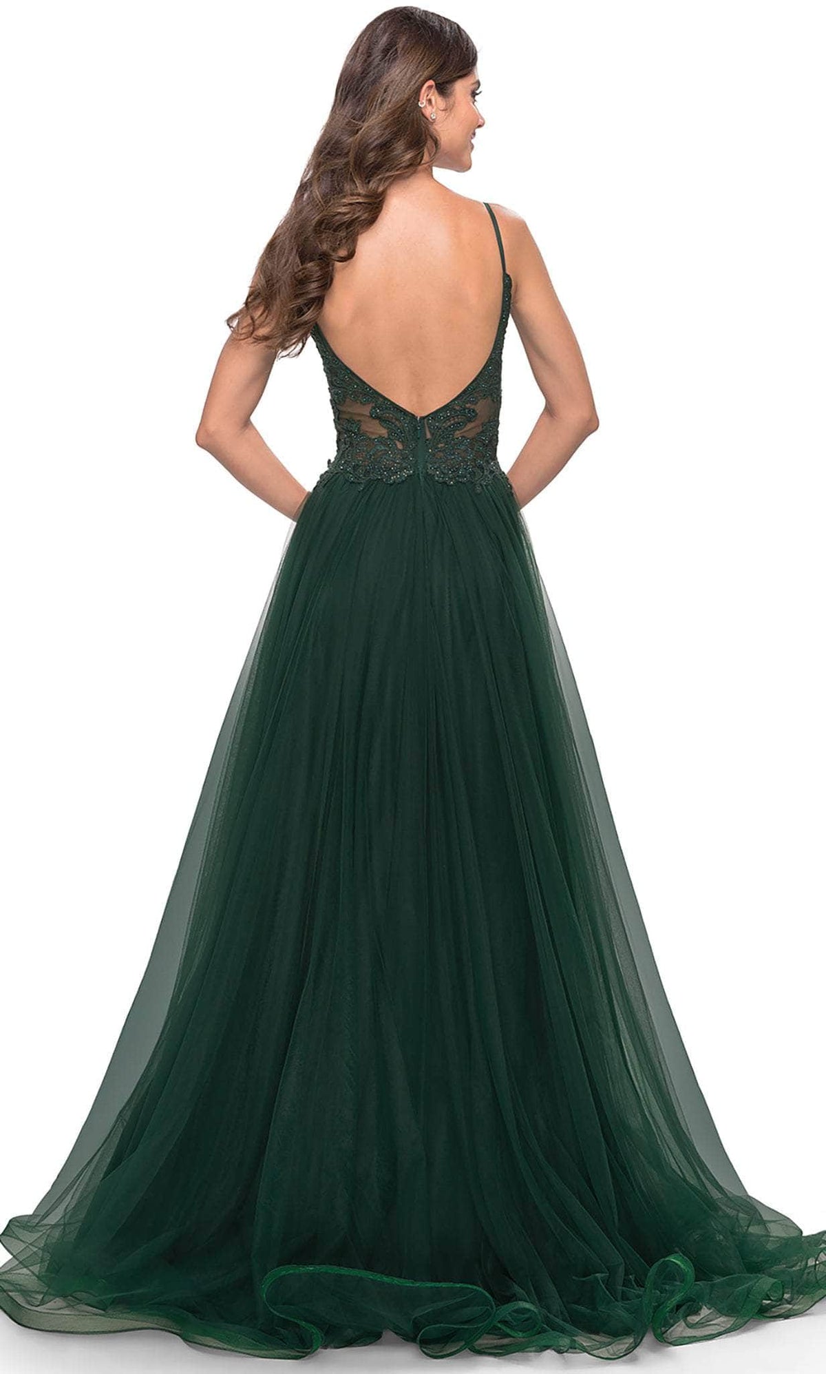 La Femme 31507 Lace High Slit Prom Dress