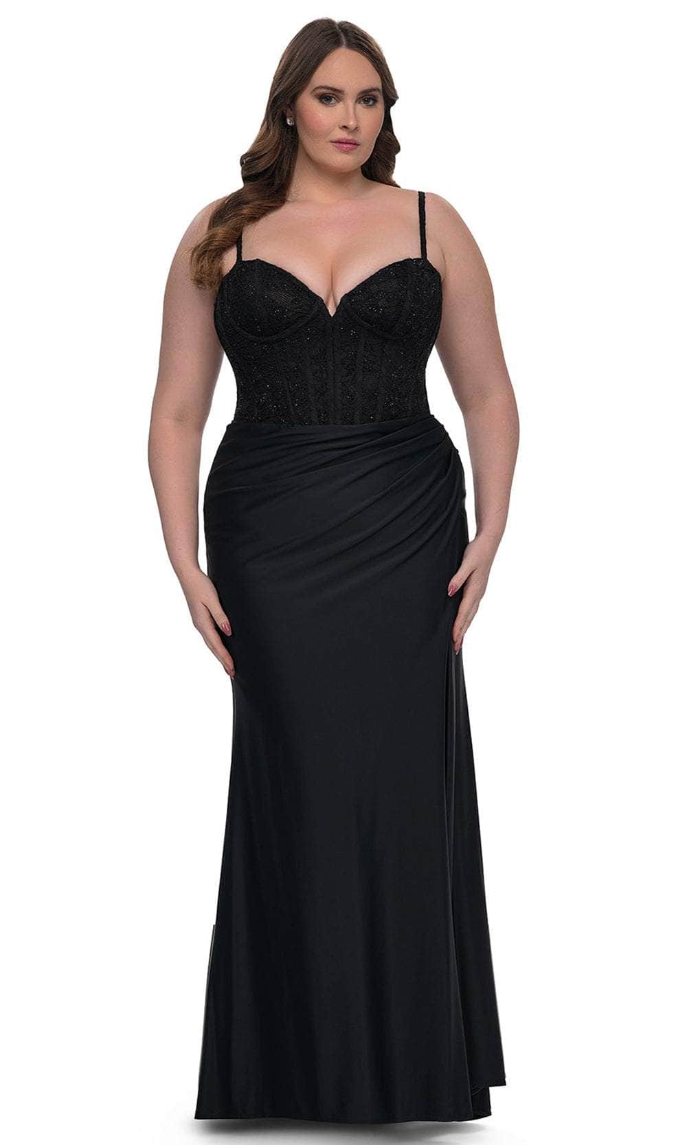 La Femme 32449 Illusion Lace Corset Gown