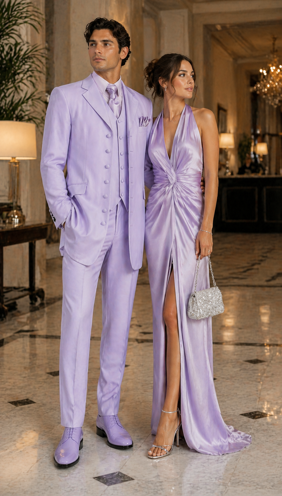 Lavender SUIT 3PC FASHION ZOOT WITH VEST Cover Buttons Comes