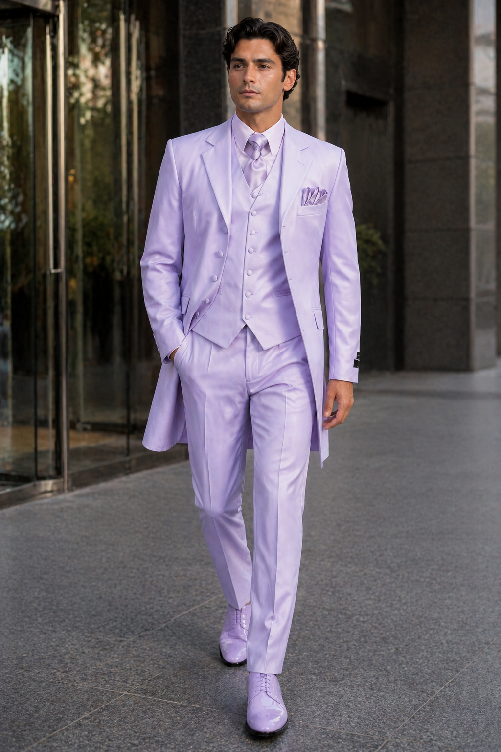 Lavender SUIT 3PC FASHION ZOOT WITH VEST Cover Buttons Comes