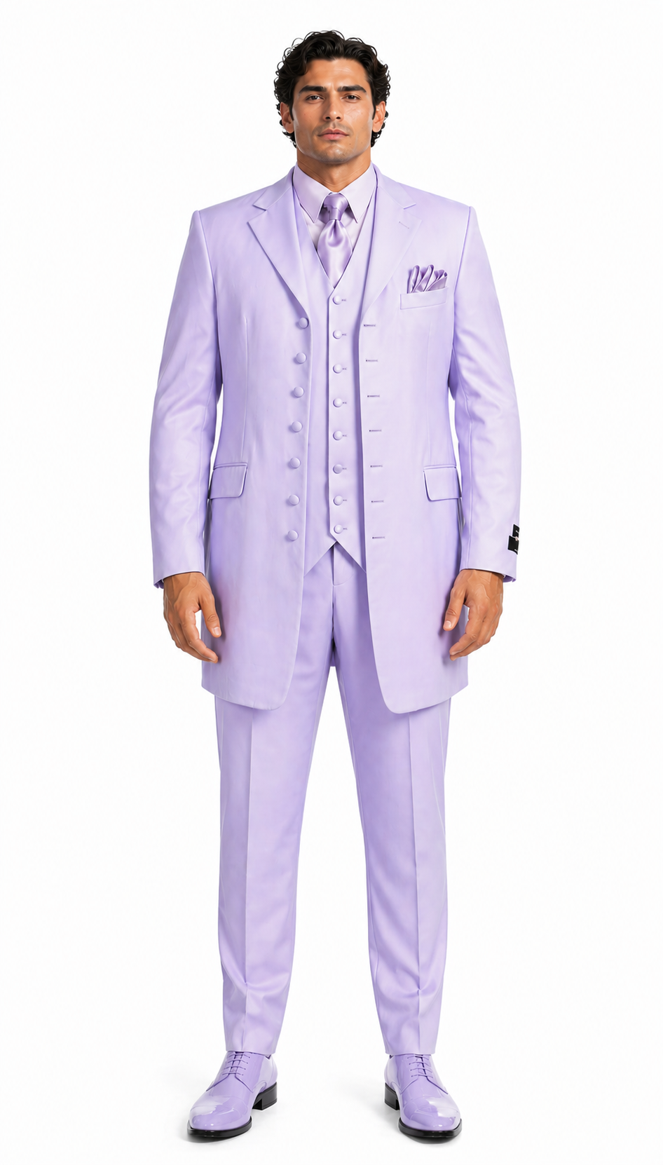 Lavender SUIT 3PC FASHION ZOOT WITH VEST Cover Buttons Comes