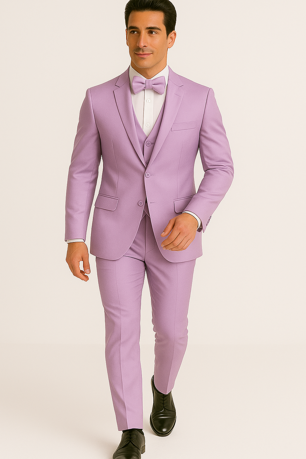 Lavender Satin Four-Piece Suit Set