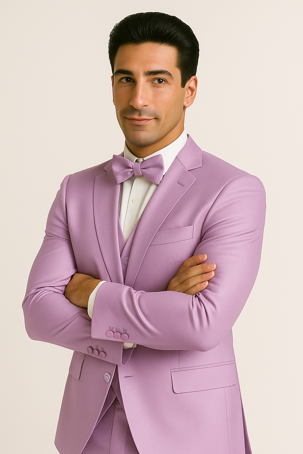 Lavender Satin Four-Piece Suit Set