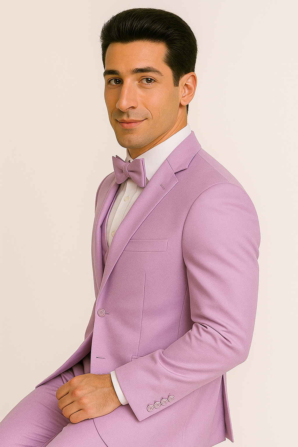 Lavender Satin Four-Piece Suit Set