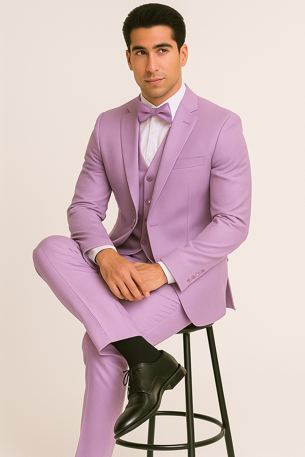 Lavender Satin Four-Piece Suit Set