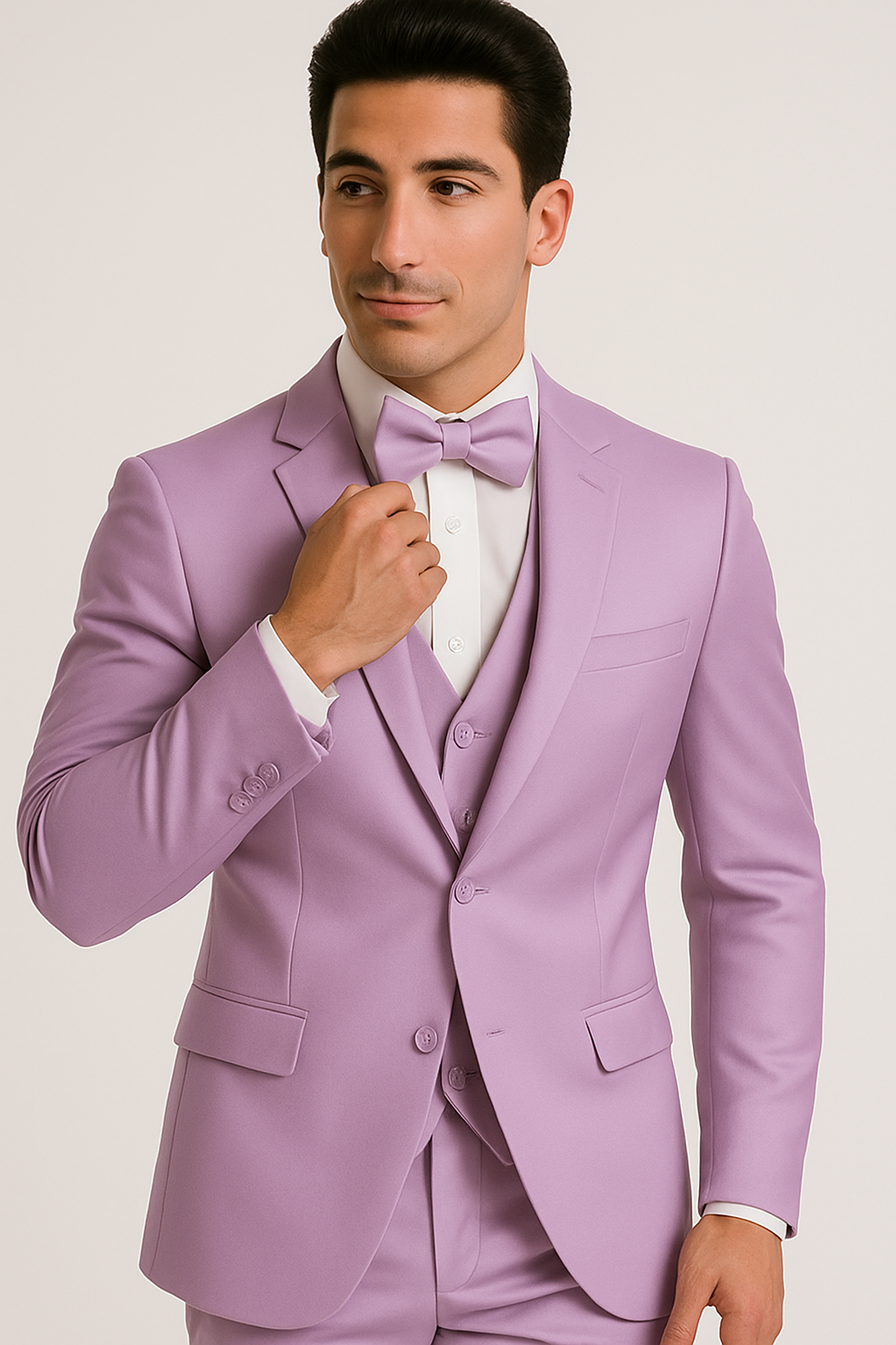 Lavender Satin Four-Piece Suit Set