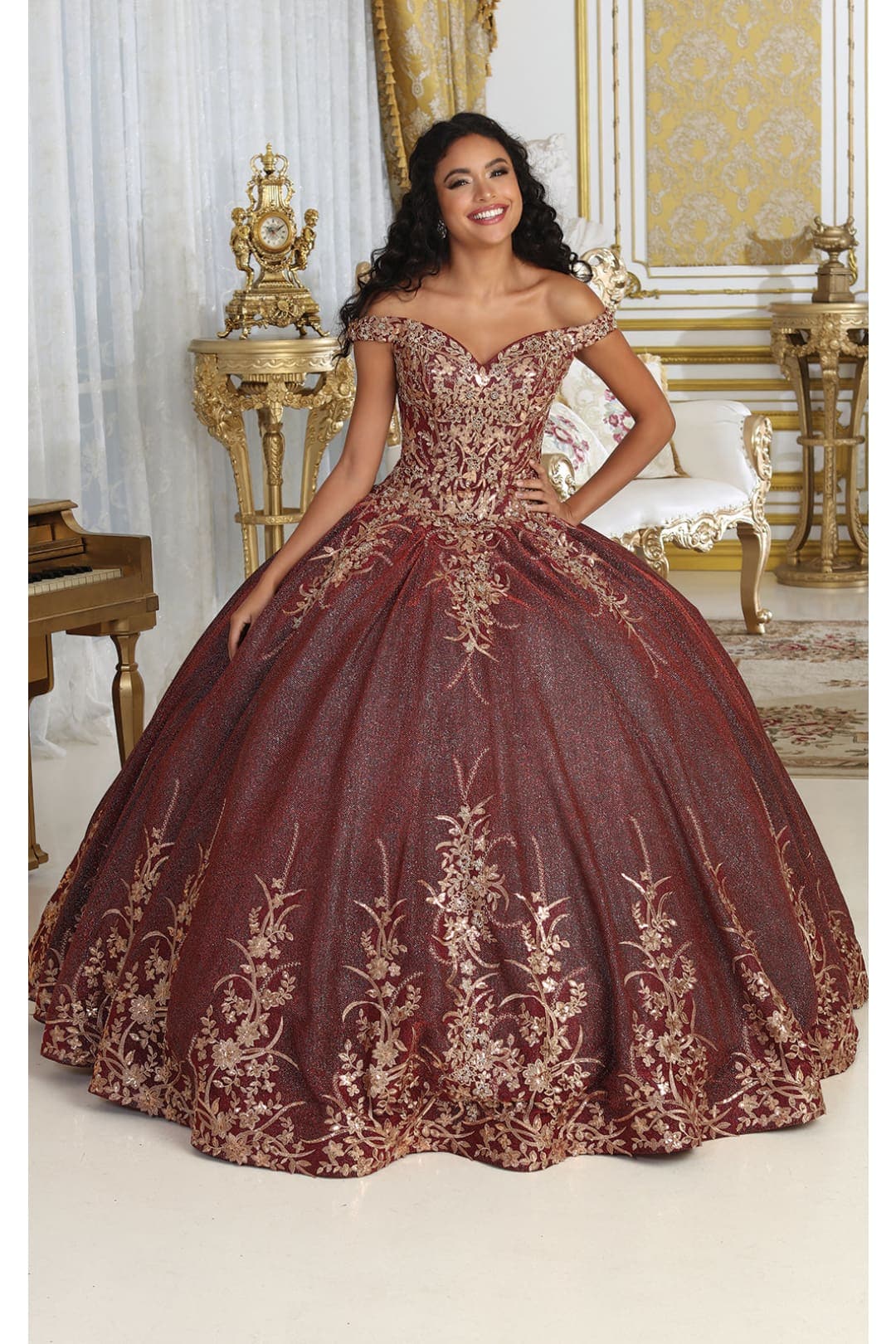 Layla K LK220 Off Shoulder Sparkling Lace Up Quinceanera Ball Gown
