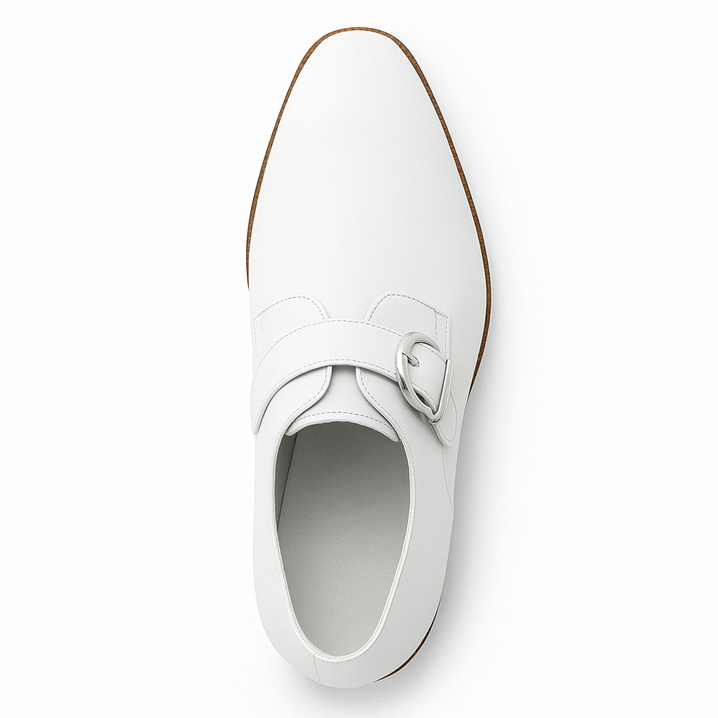 Mens Carrucci Classic Leather Fade Single D-Buckle Monk Strap Dress Shoe in Chestnut