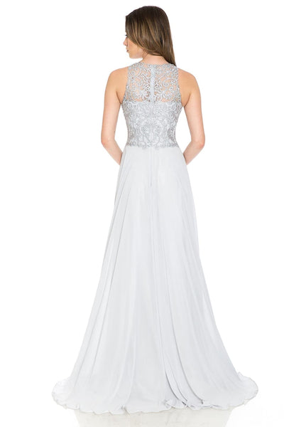 Lenovia 8169 Sleeveless Halter Long Embroidered Formal Gown