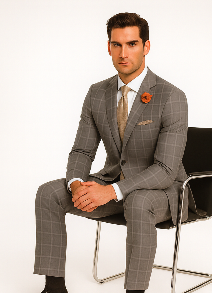 Light Grey Plaid Suit - 1920 Vintage Suit