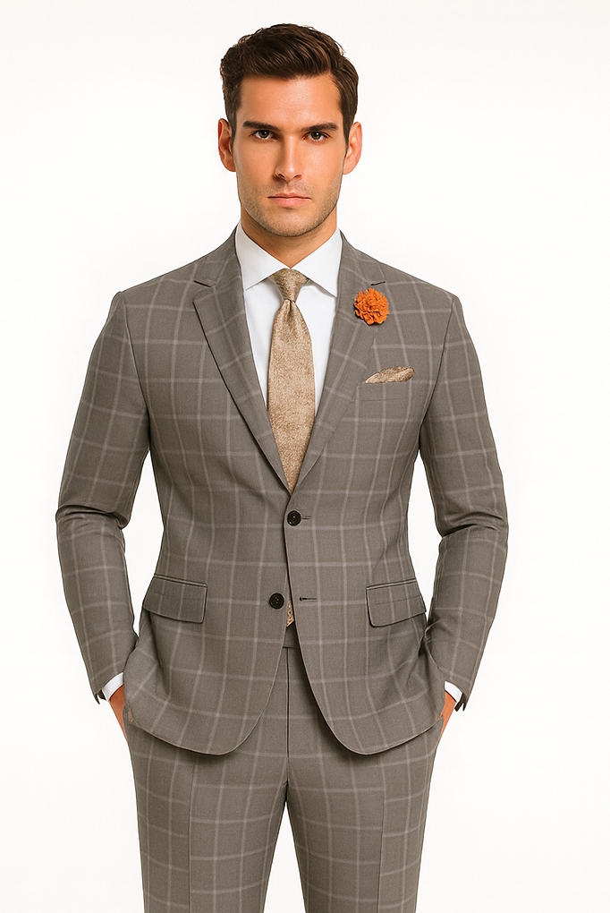 Light Grey Plaid Suit - 1920 Vintage Suit