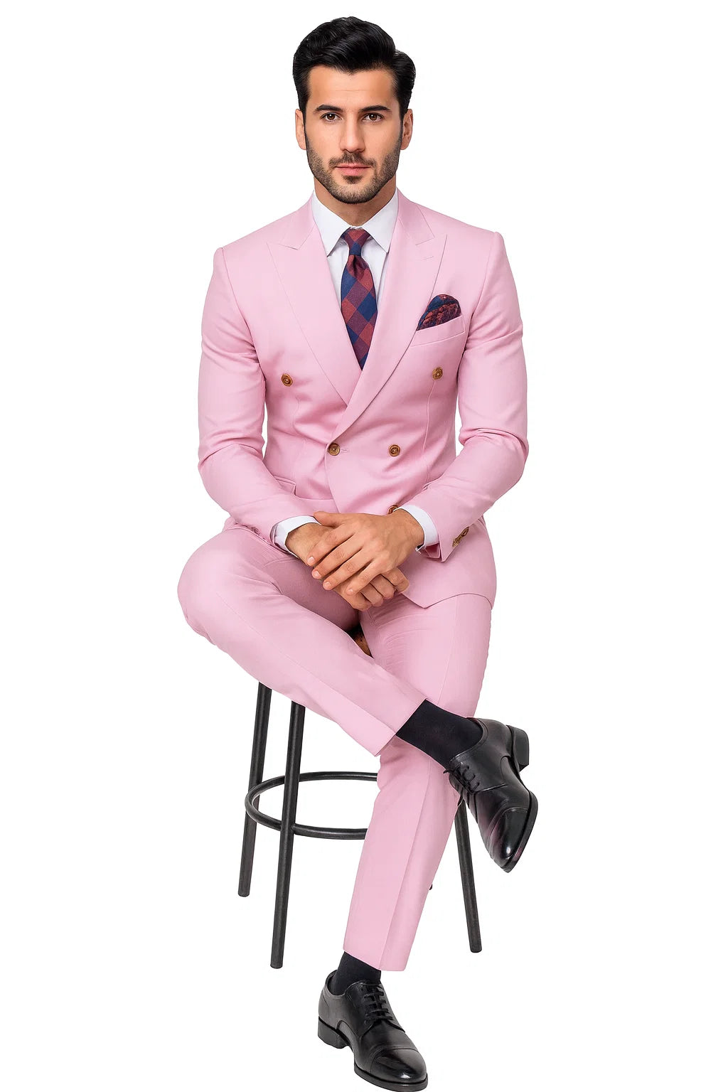 Light Pink Double Breasted Blazer With Gold Buttons - Sport Coat