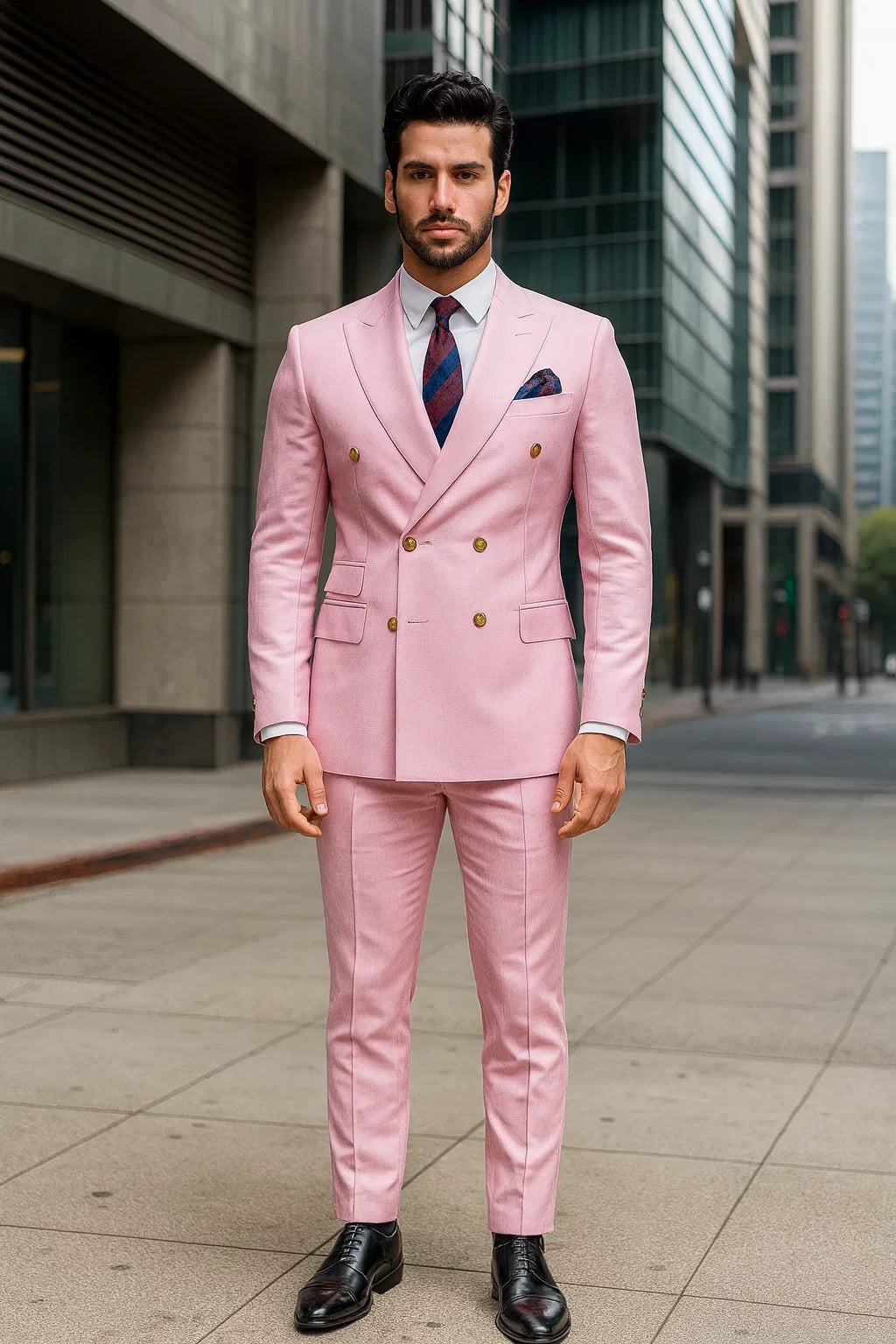 Light Pink Double Breasted Blazer With Gold Buttons - Sport Coat