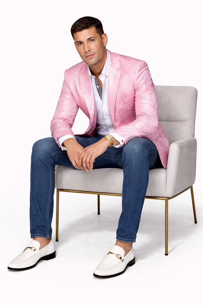 Light Pink Paisley Blazer by Manzini