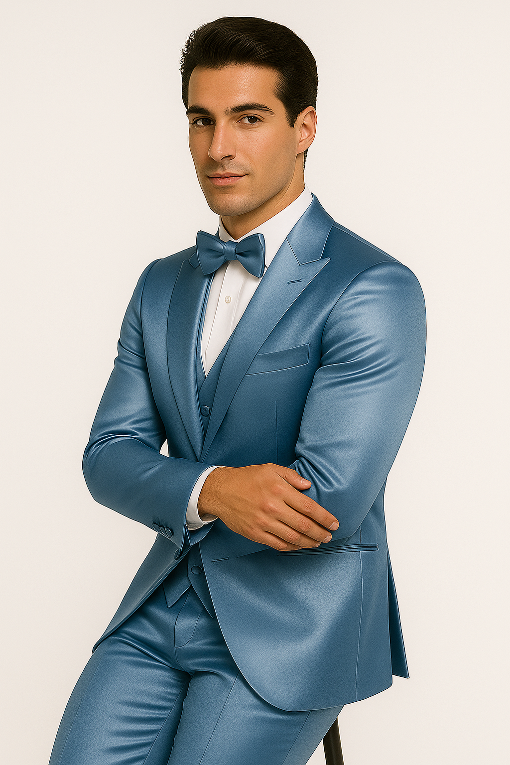 Light Blue Satin Suit For Formal Events
